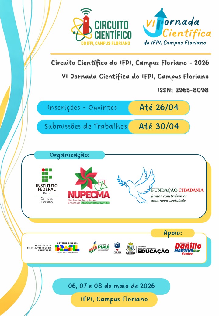 					Visualizar v. 6 n. 1 (2026): VI Jornada Científica do IFPI, Campus Floriano
				